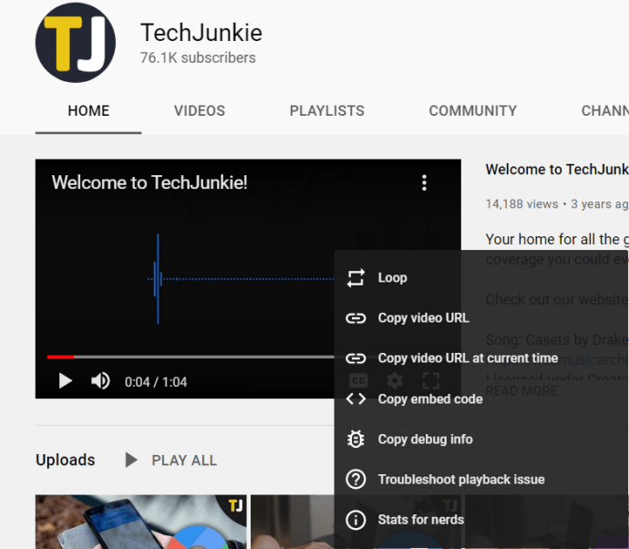 Страница на канала на TechJunkie Youtube