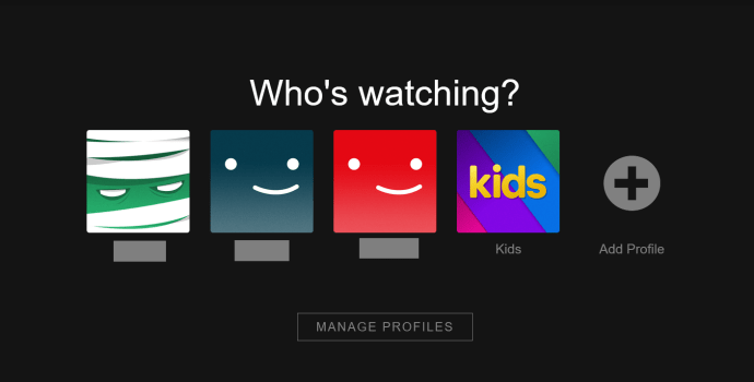 Профилна страница на Netflix