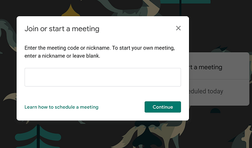 ใส่รหัสการประชุมหรือชื่อเล่น