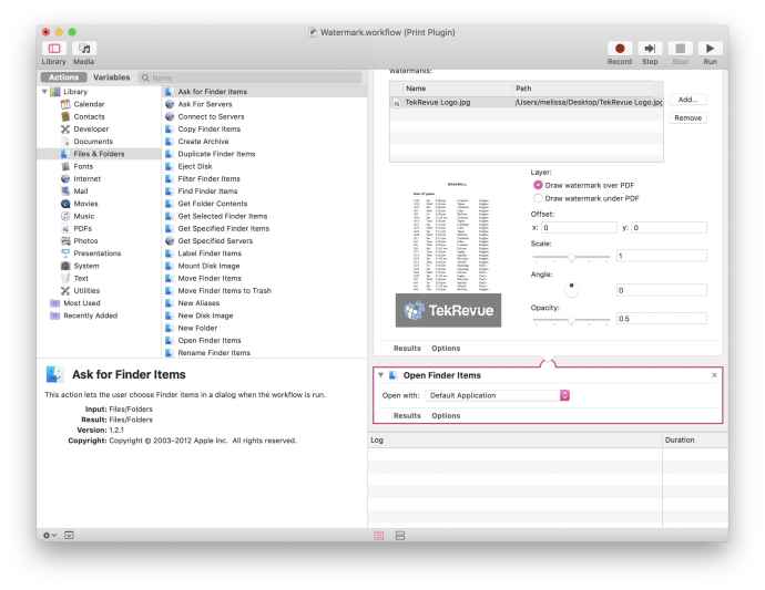watermark pdf mac automator tindakan