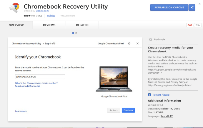 Utilitas Pemulihan Chromebook